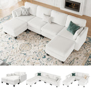 Modular Sectional Sofa, Convertible U Shaped Sofa Couch with High Density Memory Foam, 6 Seat Comfy Modular Sofa Couch for Living Room, Modern U Shaped Sectional Sofa, Dimgrey