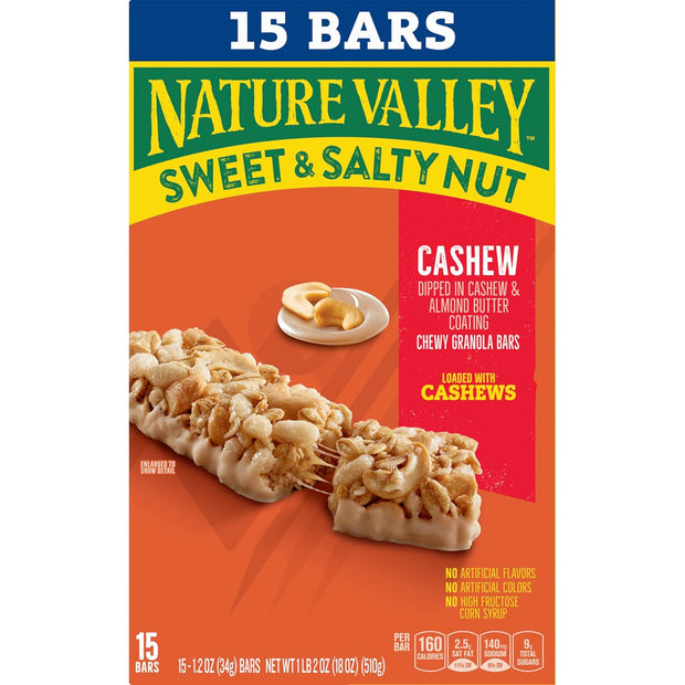 Nature Valley Sweet and Salty Nut Granola Bars, Cashew, 15 Bars, 18 oz