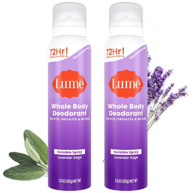 Lume Invisible Spray Deodorant For Women - Whole Body Deodorant Spray - 72 Hr Odor Control - Ozone Friendly, Natural Propellant - Aluminum & Baking Soda Free, Skin Loving - 2 pack (Soft Powder)