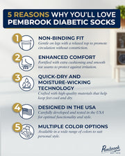 Pembrook Bamboo Viscose Diabetic Socks for Women & Men - 6 Pairs Ankle Socks for Swollen Feet | Neuropathy Socks | Edema Neuropathy Socks for Women | Diabetic Socks Women 9-12