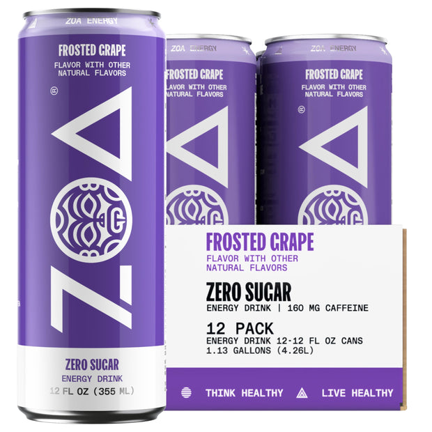 ZOA Zero Sugar Energy Drinks, Tropical Punch - Sugar Free with Electrolytes, Healthy Vitamin C, Amino Acids, Essential B-Vitamins, and Caffeine from Green Tea - 16 Fl Oz (12-Pack)