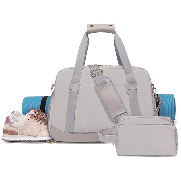 Sports Gym Bag for Women, Travel Duffle Bag with Shoe Compartment & Wet Pocket, Fitness Yoga Bag Weekender Overnight Bag Small