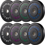 Papababe Weight Plates, 2-Inch Weights Plates Set, Floor Protective Rubber Weight Plates, 10-600lbs Bumper Plates for Barbell Strength Training & Weightlifting (Single/Pair/Full Set)