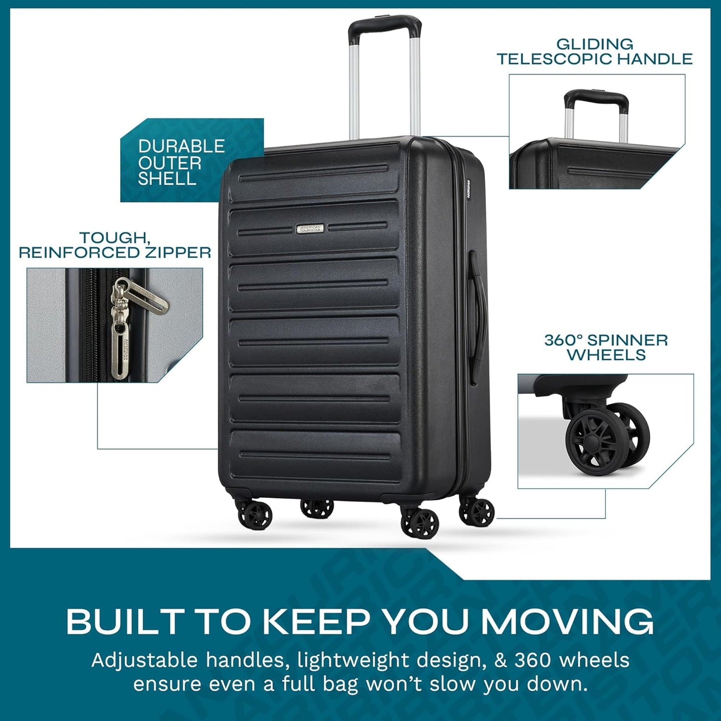 Westridge Hardshell Luggage Set - 3 Piece Set - 20" Carry-On, 24” & 28” Checked Luggage Set with 360° Spinner Wheels - Expandable Suitcases for Extended Travel - Durable ABS Shell - Black