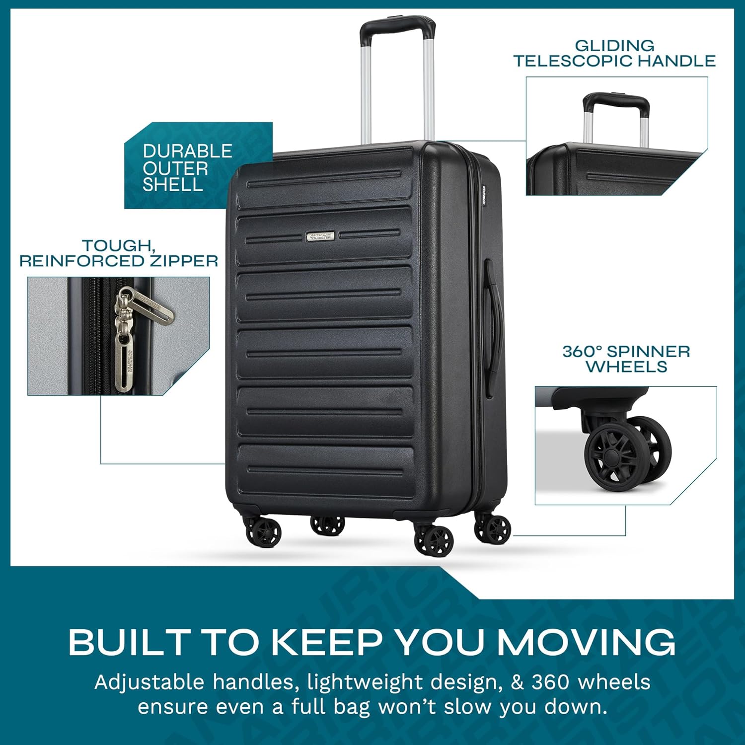 Westridge Hardshell Luggage Set - 3 Piece Set - 20" Carry-On, 24” & 28” Checked Luggage Set with 360° Spinner Wheels - Expandable Suitcases for Extended Travel - Durable ABS Shell - Black