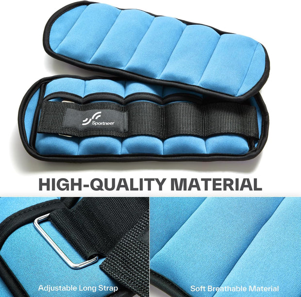 Sportneer Adjustable Ankle Weights for Women and Men 7 lbs/Pair Adjustable Leg Weights with Secure Straps, Strength Training Weighted for Yoga, Walking, Running, Aerobics, Gym, Physical Therapy