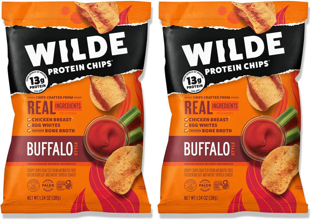 WILDE Buffalo Protein Chips, Thin and Crispy, High Protein, Keto Friendly, Made with Real Ingredients, 2.25oz Bags (Pack of 8)…