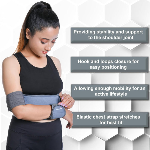 Wonder Care Left Right Shoulder Immobilizer Arm Sling Elastic Brace for Clavicle Collar Bone Dislocation Subluxation Shoulder stabilizer Compression Brace After Rotator Cuff Surgery