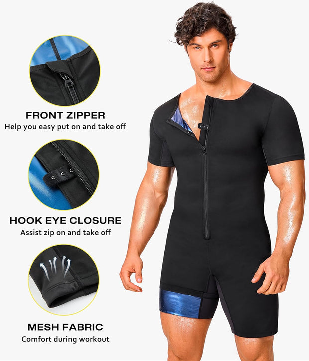 Junlan Sauna Suit for Men Full Body Waist Trainer Sauna Shirt for Working Out