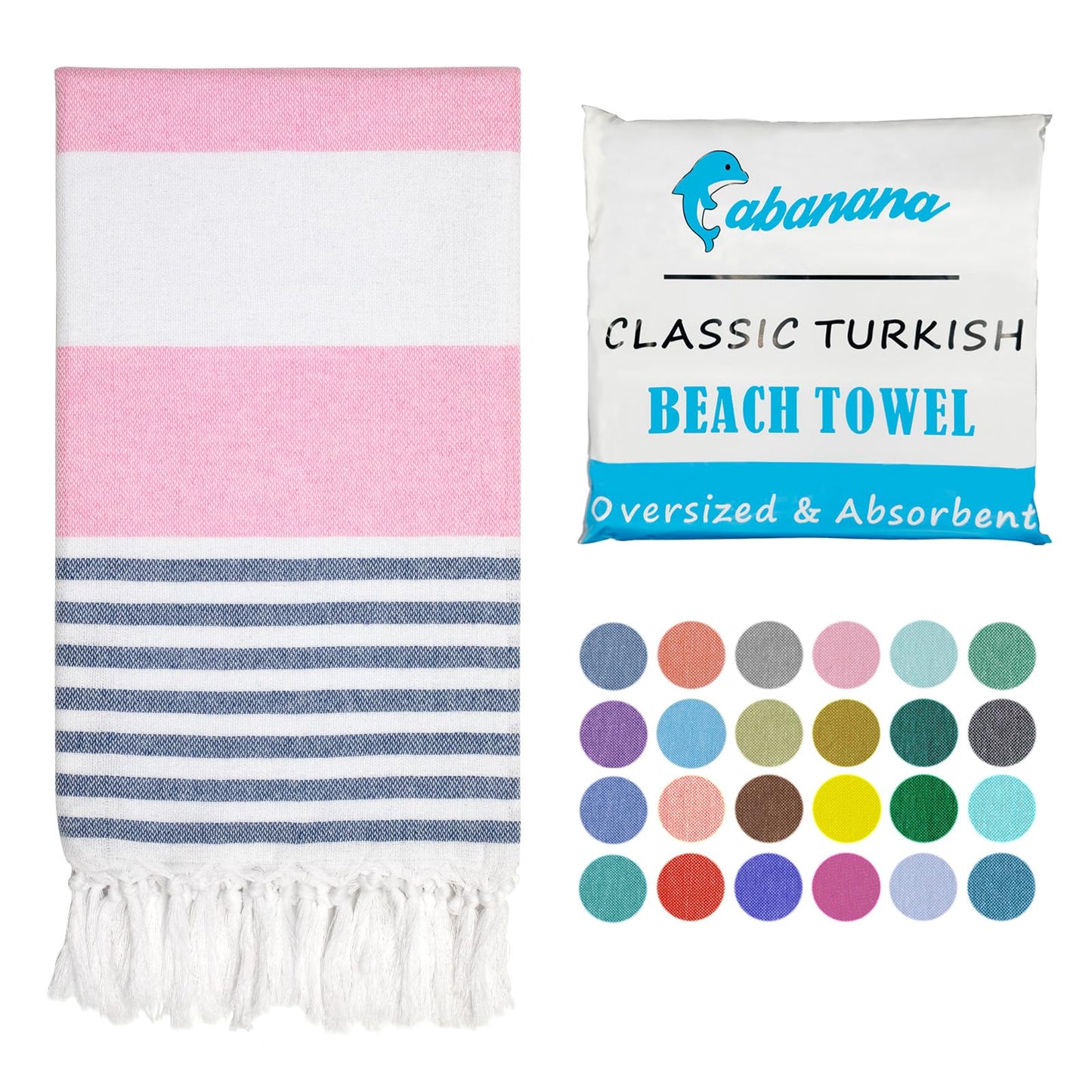 cabanana Turkish Beach Towel Oversized - 39"x71" Quick Dry Sand Free Thin Beach Towels for Adults,Extra Large Cotton Lightweigh Travel Towel for Beach Accessories (Coral)