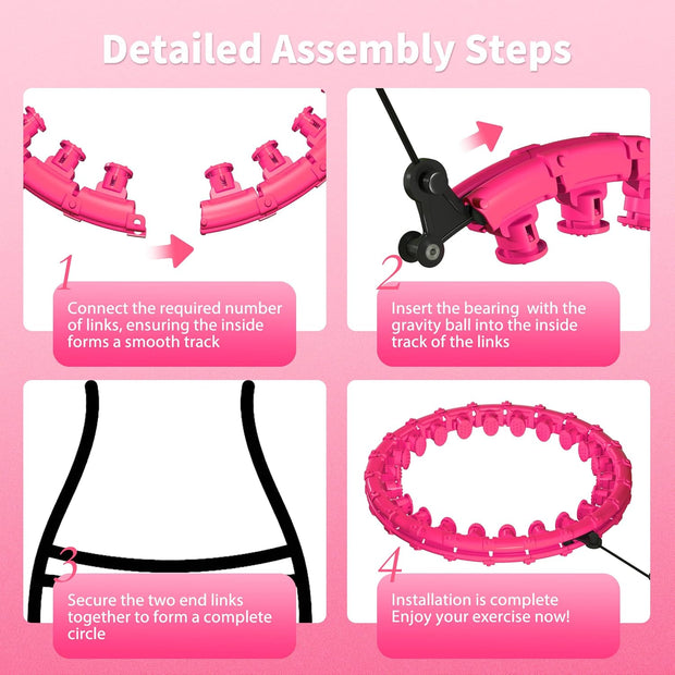 Weighted Hula Infinity Fitness Hoop for Adult Weight Loss, 2 in 1 Smart Fitness Workout Hula Circle Hoops with 28 Links(53 Inch), Exercise Fit Hoop Suitable for Women and Beginners