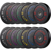Papababe Weight Plates, 2-Inch Weights Plates Set, Floor Protective Rubber Weight Plates, 10-600lbs Bumper Plates for Barbell Strength Training & Weightlifting (Single/Pair/Full Set)