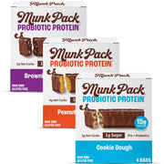 Munk Pack Peanut Butter Cup Probiotic Keto Protein Bars Stocking Stuffers | 15g Plant Protein, 1g Sugar, 4g Net Carbs | Non-GMO, Plant-Based, Low Sugar, Gluten-Free Snacks | 12 Count