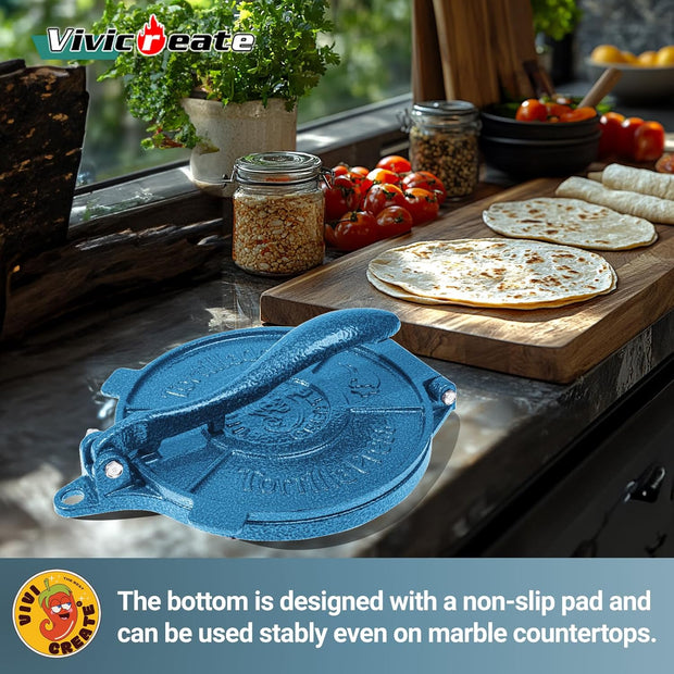 Vivicreate Cast Iron Tortilla Press Dough Flour Tortilla Rotis Quesadilla Maker Prensa para tortillas de hierro fundido 8 inch NO-SLIP