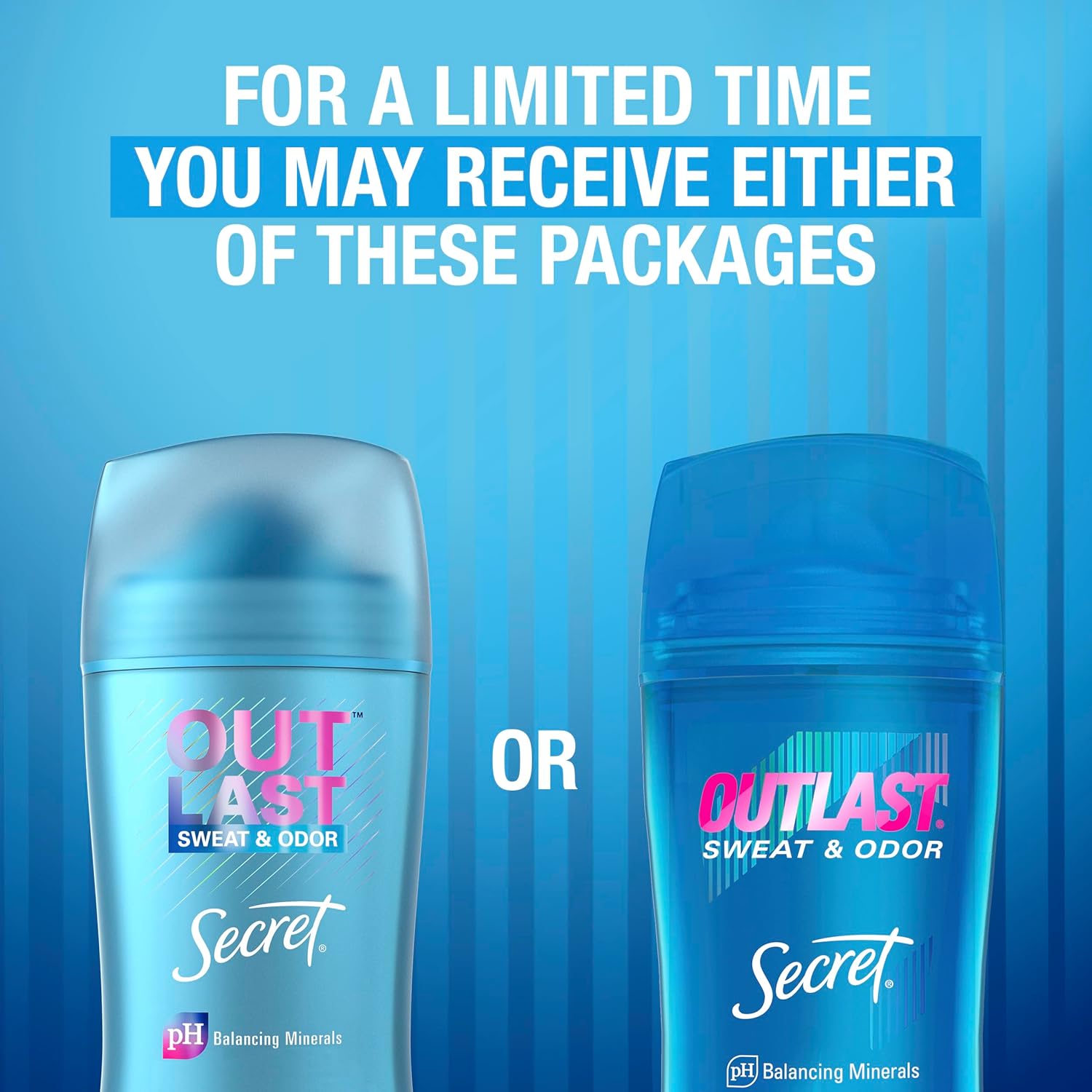 Secret Outlast Antiperspirant Deodorant for Women, 72hr Sweat & Odor Protection, PH Balancing Minerals, Invisible Solid, Completely Clean Scent, Travel Size, 0.5 oz