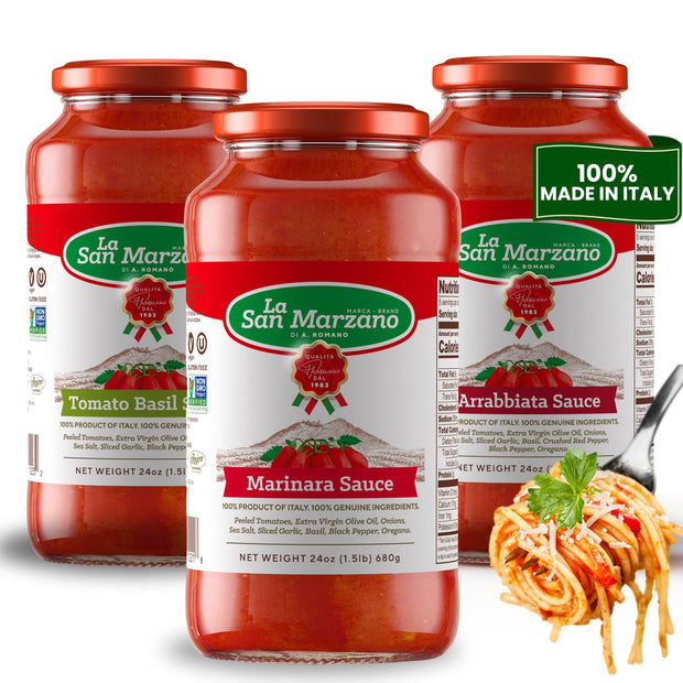 La San Marzano Marinara Sauce, 24 oz, Pasta Sauce Made in Italy, All Purpose Tomato Premium Quality, All Natural, Mediterranean Diet, Non GMO, Vegan, Gluten Free