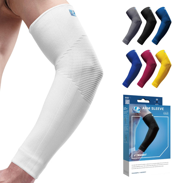 LP SUPPORT 668 Elbow Compression Sleeve Brace, Tennis and Golfer’s Elbow, Tendonitis, For Workouts, Men & Women (1-Pack)