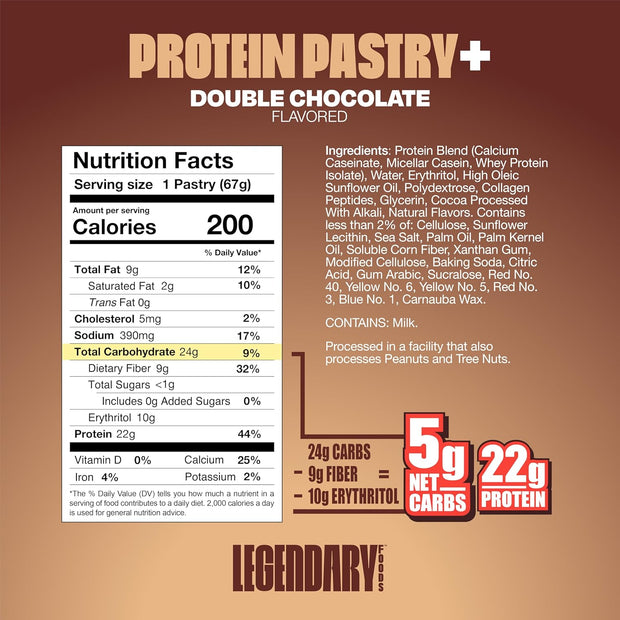 Legendary Foods 22 g Protein Pastry Bundle - Low Carb Meal Replacement Bar - Gluten Free Protien Snacks - Healthy Keto Snack Box - Low Sugar Energy Bars - Bariatric Diabetic Friendly 16 Pack