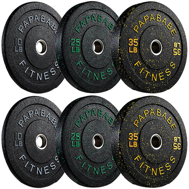 Papababe Weight Plates, 2-Inch Weights Plates Set, Floor Protective Rubber Weight Plates, 10-600lbs Bumper Plates for Barbell Strength Training & Weightlifting (Single/Pair/Full Set)