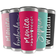 Personalized Tumblers, Stainless Steel 20 oz Tumbler w/Lid | 13 Designs | Personalized Cups Double Walled Insulated Coffee Cup for, Gym, Fitness | Hot and Cold Drink Use - Black