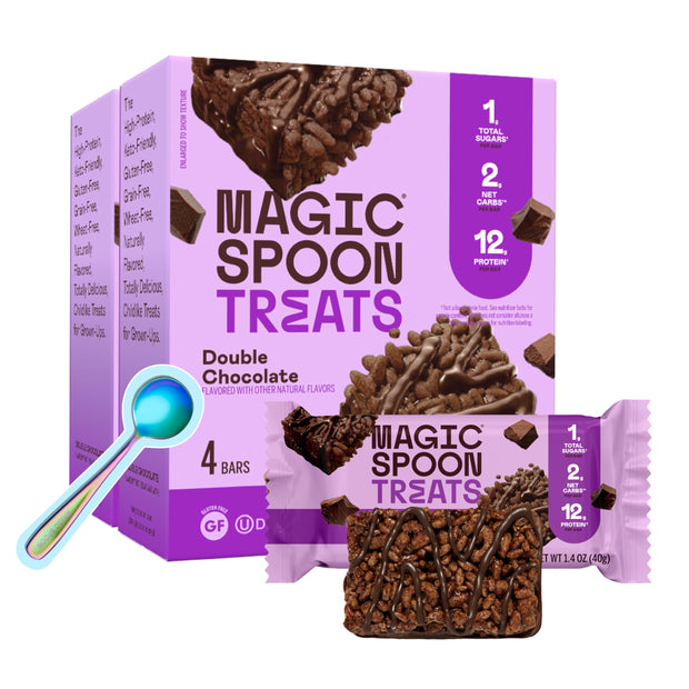 MAGIC SPOON Treats - High Protein, Low Carb, Keto Friendly, Low Sugar, Gluten Free, Crispy Protein Bar Cereal Bar, On-The-Go Healthy Snack (Chocolate PB, 8 Bars)