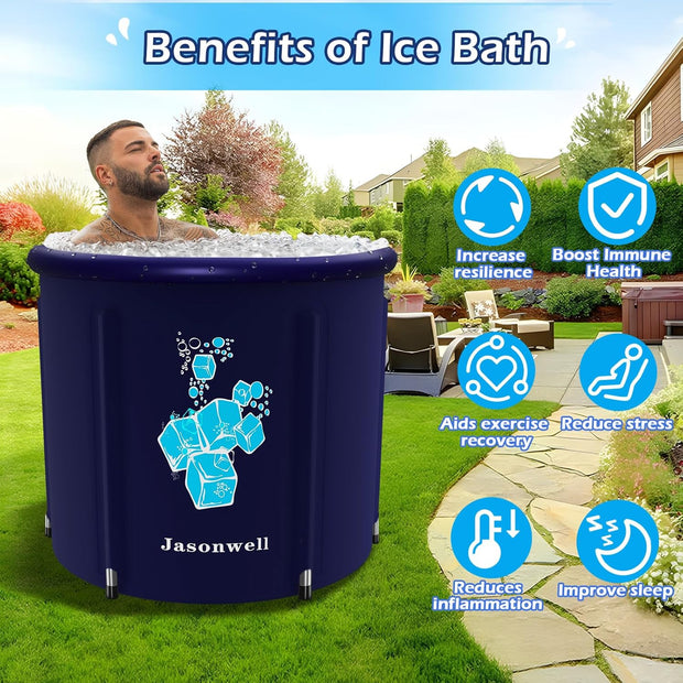 Jasonwell Ice Bath Tub for Athletes - Heavy Duty Cold Water Therapy Plunge Tub Ice Pod for Recovery Portable Ice Barrel Plunge Pool for Outdoor Inflatable Hot Tub Bathtub at Home for Adults