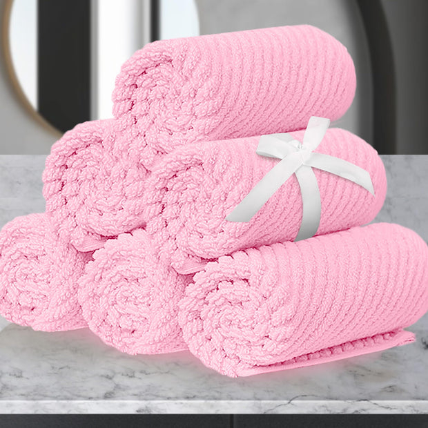 VOOVA & MOVAS Bathroom Hand Towels Set of 4, Large 18"x28" - 100% Cotton | Quick Dry | Light Weight | Thick | Soft | Absorption, Luxury Hand Towels for Showering, Hot Pink Bathroom Decor