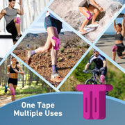 PreCut Kinesiology Tape for Knees, 12 PCS Waterproof KTQUICK Knee Tape for Knee Pain Relief Pre Cut, Original Cotton Athletic Knee Tape, Waterproof & Hypoallergenic Latex-Free for Sports (Black)