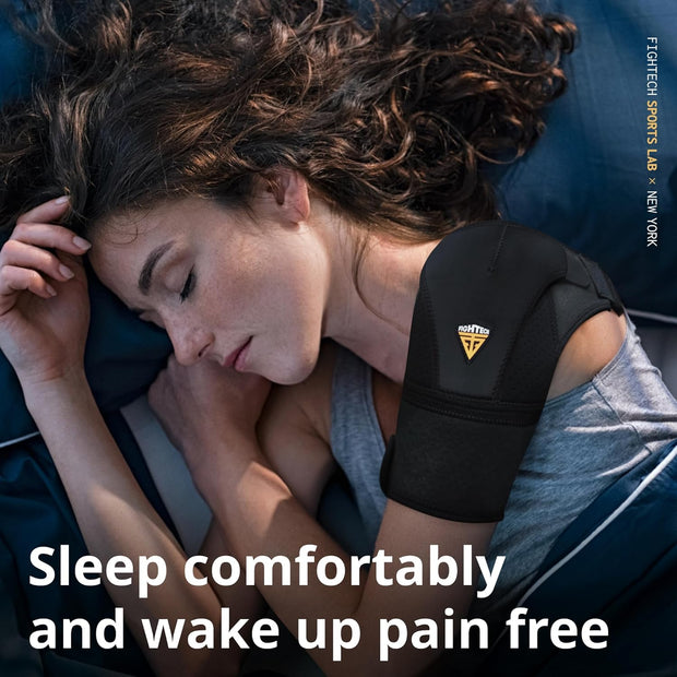 Shoulder Brace - Support & Injury Prevention Brace- Joint Pain Releaser- Shoulder Compression Wrap Strap - Adjustable Injury Accessories for Shoulders - Premium Quality Strap by FIGHTECH (Pink, L-XL)