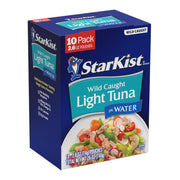 StarKist Chunk Light Tuna in Water, 2.6 oz Pouch (10 Pack) Ready to Eat Wild Caught Tuna, 17g Protein, 70 Calories Per Serving, Gluten Free, Soy Free, Kosher, Perfect for Salads, Keto Meals and Snacks