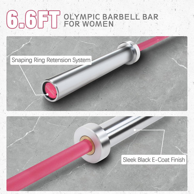 PROOFGOLD 6.6ft/7ft Olympic Barbell Bar 35Lb(15kg)/45LB(20kg) Barbell,Bench Press Bar for Squats and Deadlifts,Olympic Weight Bar for Home Gym,Womens Mens barbell(2inch),500LB/700LB/1000LB