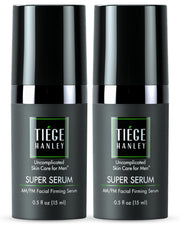 Tiege Hanley Anti-Aging Face Serum, SUPER SERUM (2-Pack) - Skin Tightening Facial Serum for Men - Mens Serum For Face with Sodium Hyaluronate & Retinyl Palmitate for Smoother & Tighter Skin, 0.5 Fl Oz