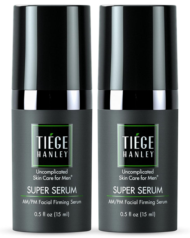 Tiege Hanley Anti-Aging Face Serum, SUPER SERUM (2-Pack) - Skin Tightening Facial Serum for Men - Mens Serum For Face with Sodium Hyaluronate & Retinyl Palmitate for Smoother & Tighter Skin, 0.5 Fl Oz