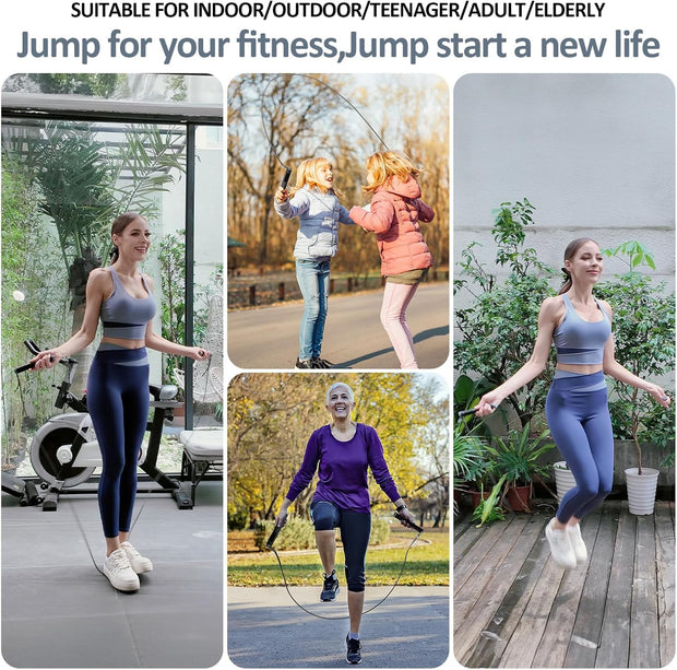 KYTO Smart Jump Rope, High Speed Jump Rope with Counter, Workout Jumping Rope with Steel Ball Bearings, Adjustable Length Speed Skipping Rope, Skipping Rope with App, Fitness Gifts for Adults, Kids