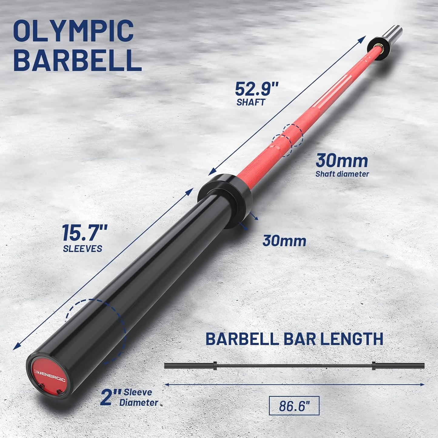 7ft Olympic Barbell 40LB Bar Load 700lbs Capacity Available Men's Barbell with Hard Chrome Sleeves for 2" Olympic Plates, 2 Inch Barbell Bar for Squats, Deadlifts, Presses, Rows and Curls