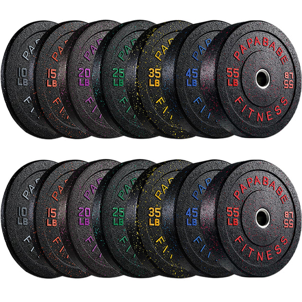 Papababe Weight Plates, 2-Inch Weights Plates Set, Floor Protective Rubber Weight Plates, 10-600lbs Bumper Plates for Barbell Strength Training & Weightlifting (Single/Pair/Full Set)