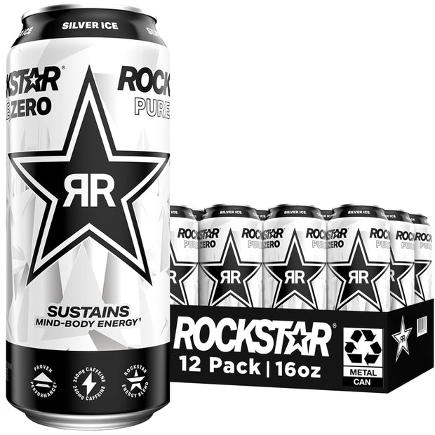 Rockstar Pure Zero Energy Drink,3 Flavor Pure Zero Variety Pack 2, 0 Sugar, with Caffeine and Taurine, 16oz Cans (12 Pack) (Packaging May Vary)
