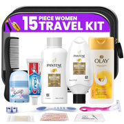Trektote Travel Toiletry Kit Bundle For Men And Women – 15 Piece Set of Travel Size Toiletries, TSA Compliant, Travel Essentials, Includes Shampoo And Conditioner, Body Wash, Toiletry Bag & More