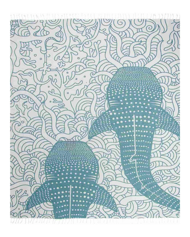Sand Cloud Turkish Beach Towel - Sand Free - 100% Organic Turkish Cotton Yarn - Quick Dry Towel for Beach, Picnic, Blanket or Bath Towel - As Seen on Shark Tank - Marine Life (Whale Shark)