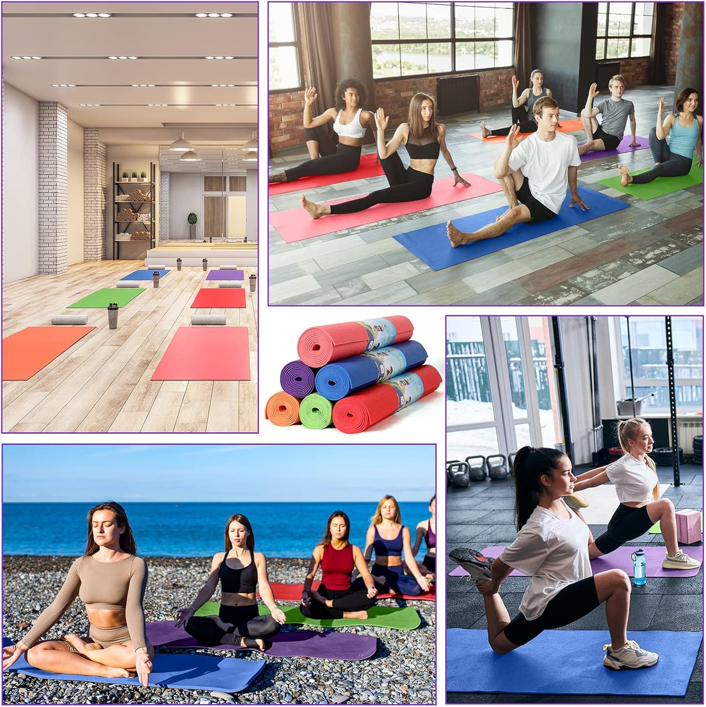 Amylove 12 Pieces Yoga Mats Bulk 68x24x0.12 Inch Exercise Non Slip Fitness Workout Mats for Women Men Home Workout Gym Yoga