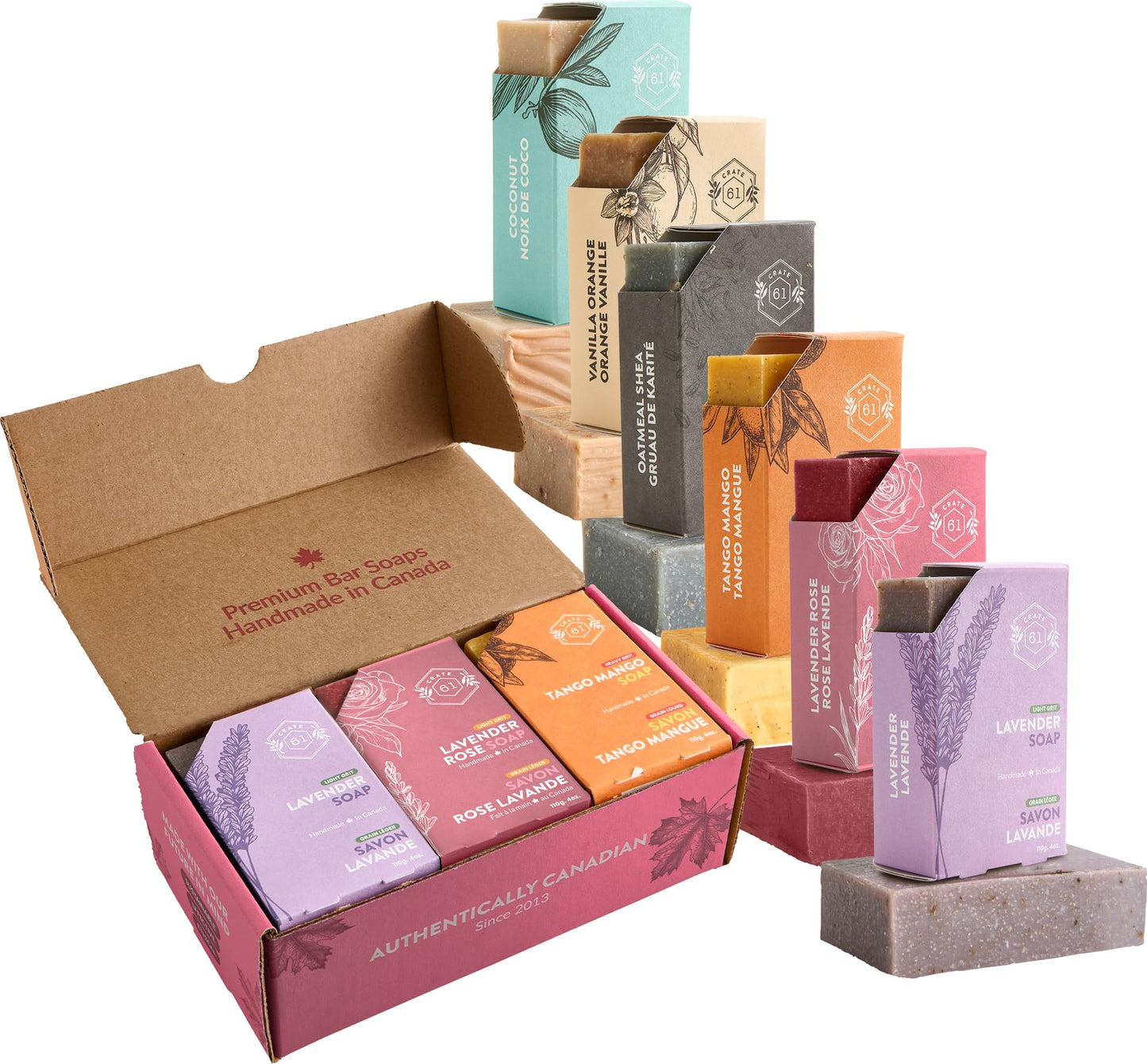 Handmade in Canada, Plant Based Cold Process Natural Bar Soap, With Premium Essential Oils, Dry Skin, Pack of 6 (Citrus)