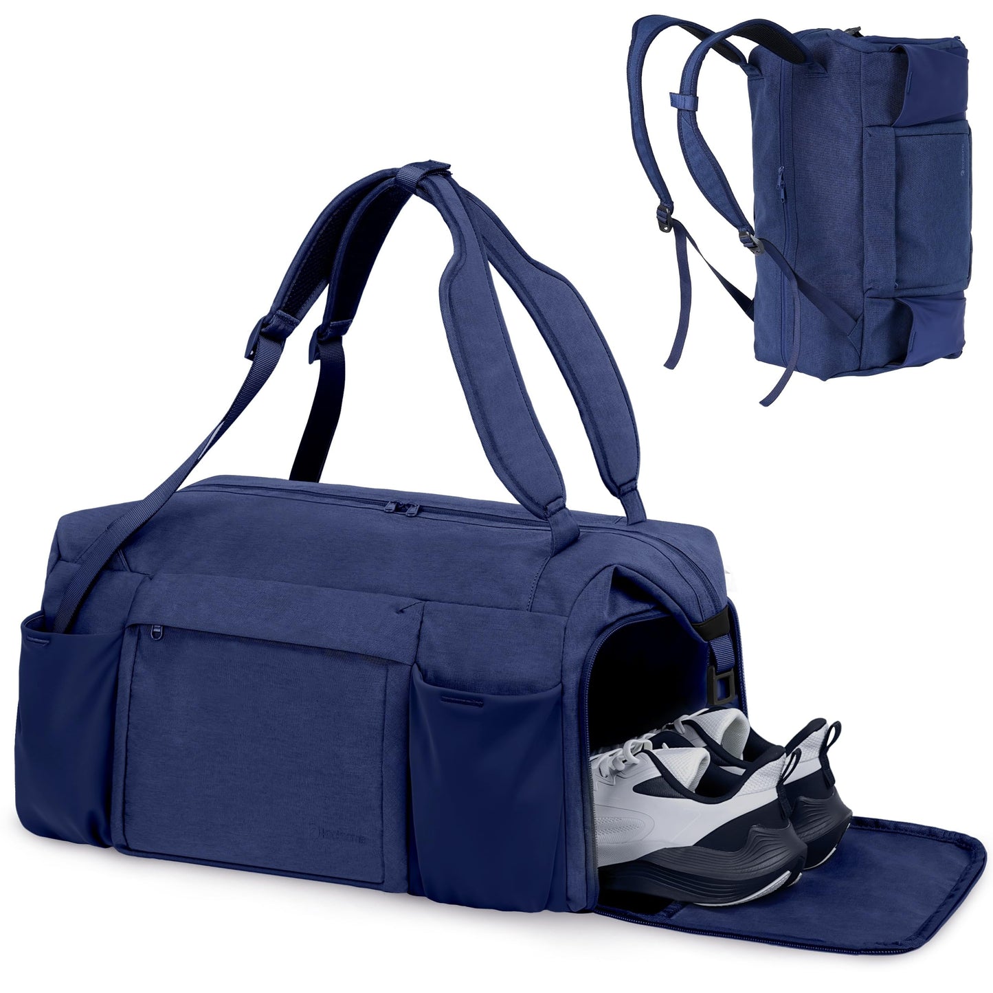 Gym Bag for Men with Shoes Compartment and Wet Pocket Convertible Duffle Bag and Gym Backpack Waterproof Sports Bags for Men with 2 Bottle Holders Multipurpose Weekender Overnight Bag -Black