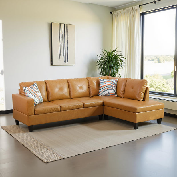 Sectional Couch 103.5" L Shaped Couch Comfy Futon Bed Upholstered Faux Leather 3 Pieces Living Room Furniture Sets with Ottoman and High Density Sponges for Living Room, White