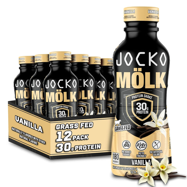 Jocko Fuel Mölk RTD Protein Shakes Bundle - Vanilla & Sweet Cream Coffee (Pack of 24)