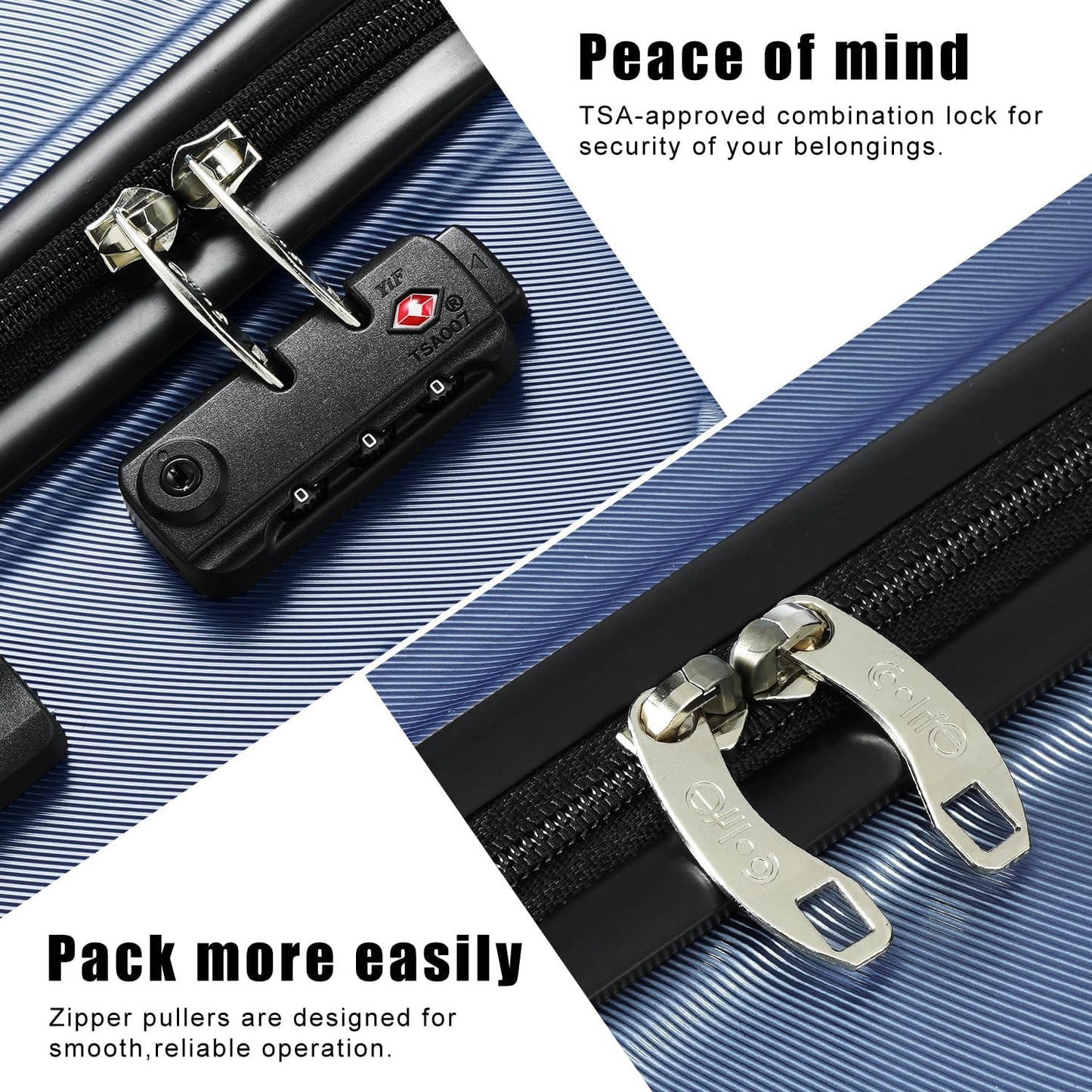 Coolife Luggage Suitcase Carry-on Spinner TSA Lock USB Port Expandable (only 28’’) Lightweight Hardside Luggage (Ice Blue, 3 piece set)