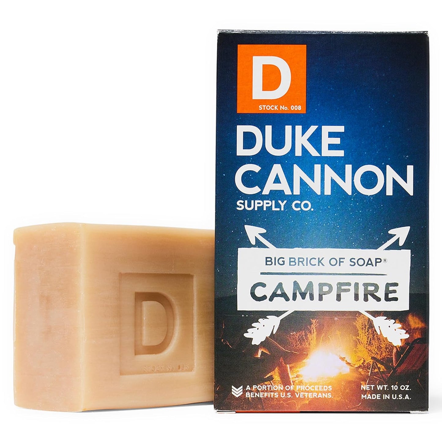 Duke Cannon Big Brick of Soap, Campfire - Triple Milled Bar, Smoky Hickory Scent, American-Made, Large Size, 10 oz. (6 Pack)