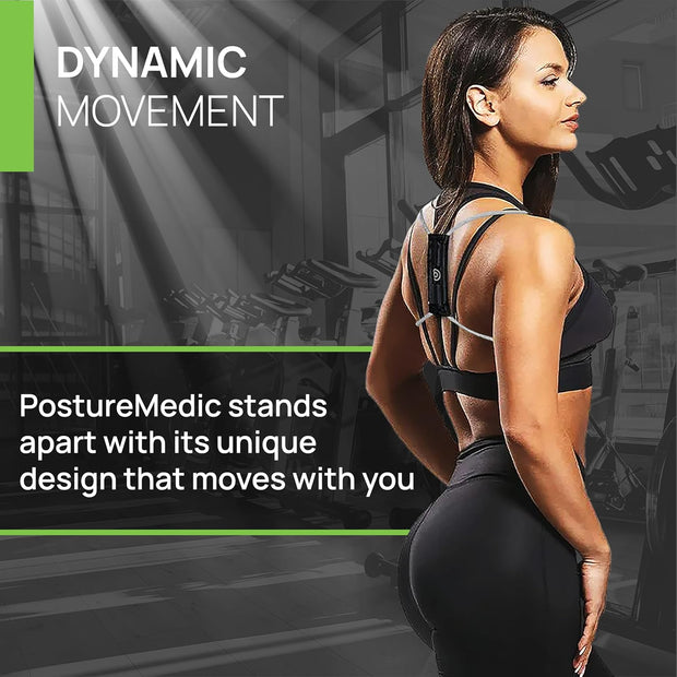 PRIMEKINETIX PostureMedic Dynamic Posture Brace for Neck and Back Support -For Enhanced Shoulder Alignment, Posture Improvement & Stretching- M(Blue)