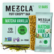Mezcla Puff Crispy Protein Bars, Gluten Free & Vegan Protein Bars, 10g Protein, Alt for Crispy Rice Treat, Granola Bars & Breakfast Bars, Healthy Snacks for Adults, Variety Pack, 8 Count