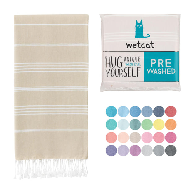 WETCAT Turkish Beach Towel Oversized (38"x71") 100% Turkish Cotton, Made in Turkey - Sand Free, Extra Large, Ultra Soft, Quick Drying, Compact & Lightweight for Travel - Blue
