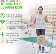Jump Rope – Speed Jump Rope with Ball Bearings and Adjustable Cable – Jumping Cable for Men, Women, Kids – Ideal for Box, Sports, Cardio, Training – Tangle-Free Jumping and Memory Foam Handle